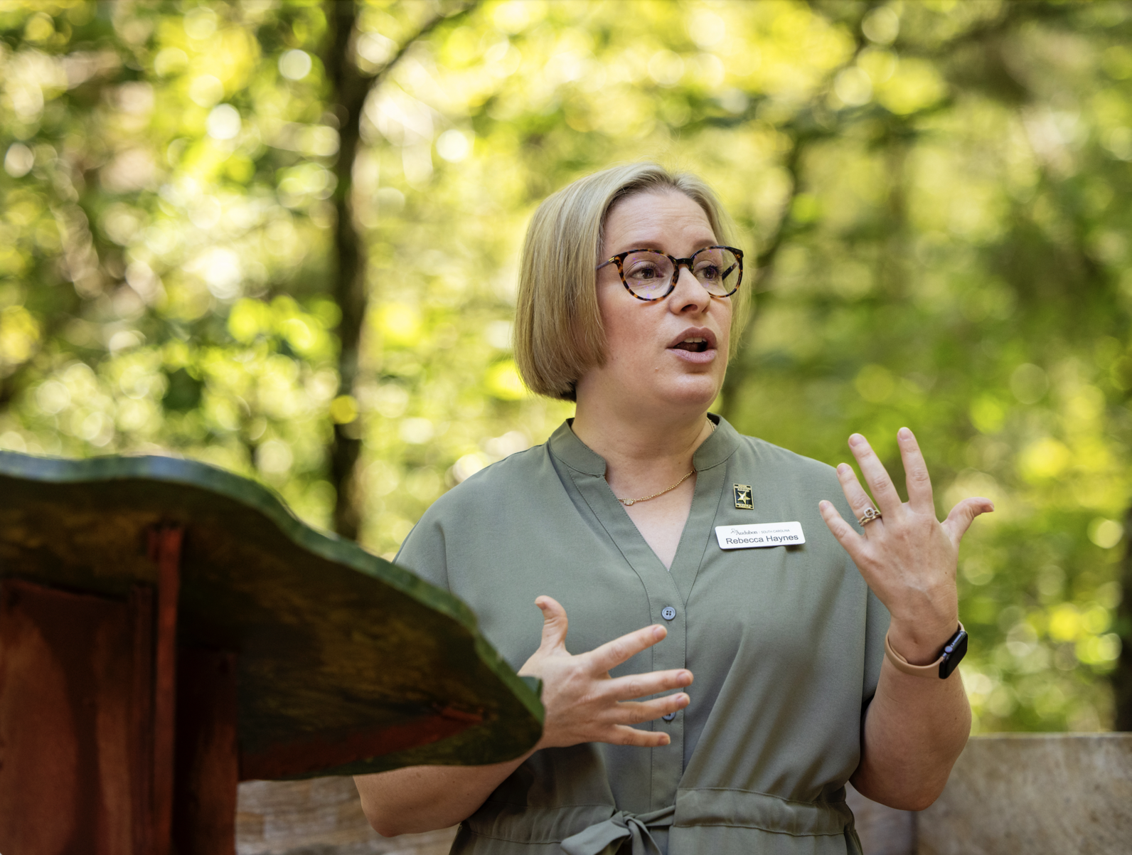Audubon South Carolina Executive Director Rebecca Haynes discusses the organization's commitment to sharing and interpreting both the natural and cultural history of Four Holes Swamp and other Audubon-stewarded lands.