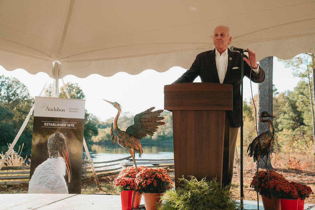 The governor speaks at Silver Bluff anniversary.